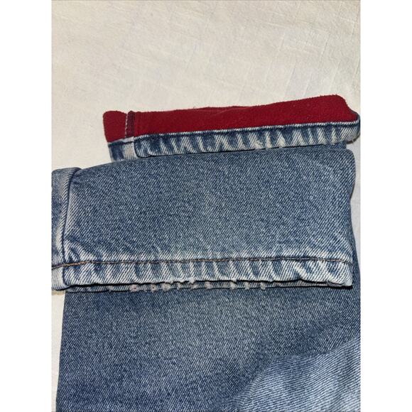 Vintage Lands' End Women's 16 Reg Tall Denim Jeans Red Fleece Lined High Rise - Picture 7 of 10